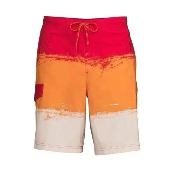 George Men's Above the Knee Red/Orange/White Poly/Spandex Eboard Shorts w Briefs - Picture 1 of 13